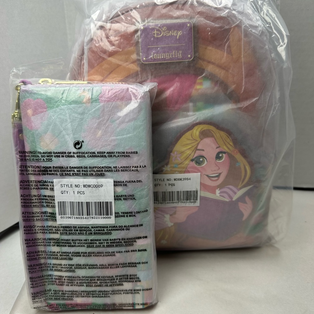 Loungefly Tangled Rapunzel Exclusive Books Mini Backpack & Wallet Set - Picture 15 of 15
